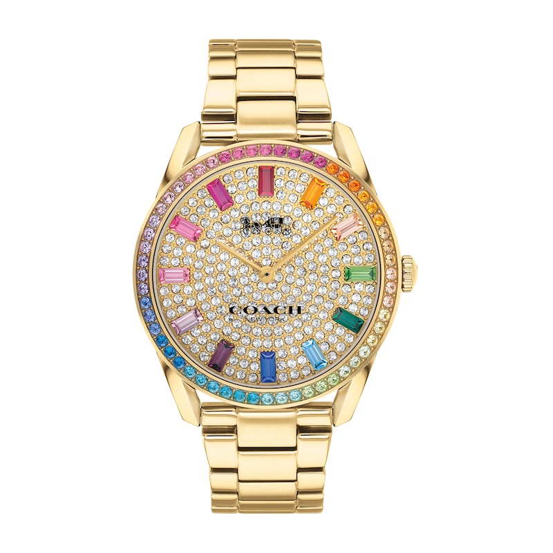 Ladies\' Coach Preston Multi-Color Crystal Accent Gold-Tone IP Watch with  Gold-Tone Dial (Model: 14503657) | Zales