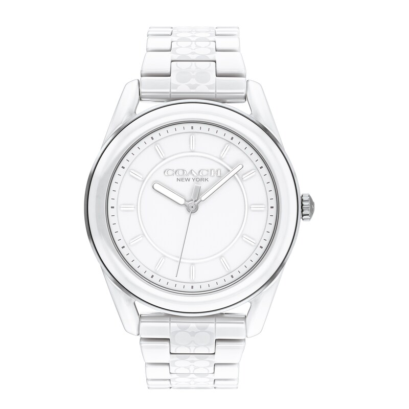 Ladies' Coach Preston White Ceramic Watch with White Dial (Model: 14503771)