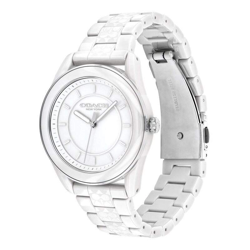 Ladies' Coach Preston White Ceramic Watch with White Dial (Model: 14503771)