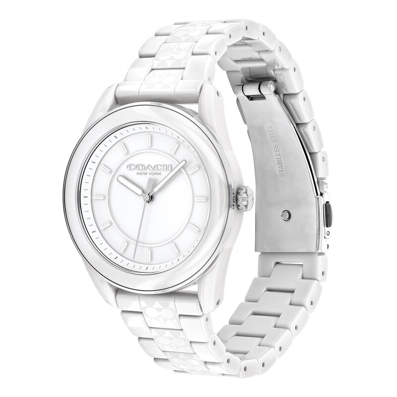 Ladies' Coach Preston White Ceramic Watch with White Dial (Model: 14503771) | Zales Ladies' Coach Preston White Ceramic Watch with White Dial (Model: 14503771) | Zales