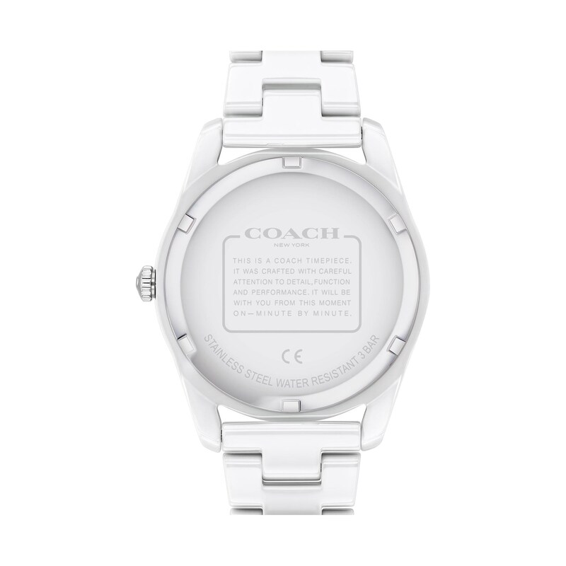 Ladies' Coach Preston White Ceramic Watch with White Dial (Model: 14503771)