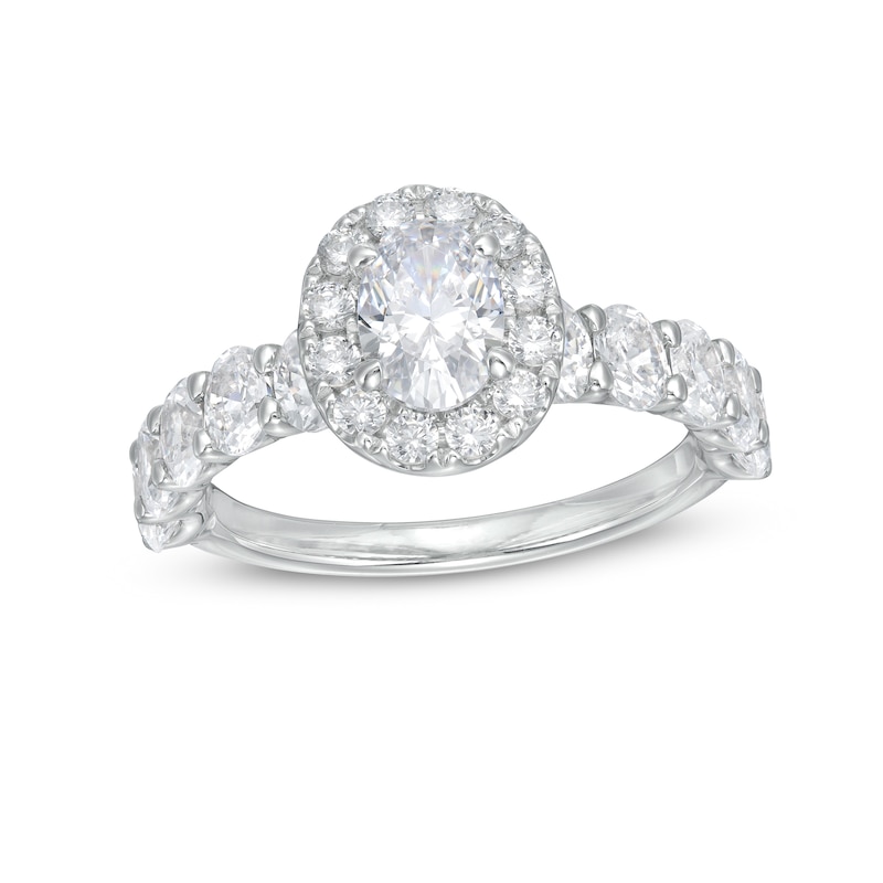 Main Image 1 of 2 CT. T.W. Certified Oval Diamond Frame Engagement Ring in 14K White Gold (I/SI2)