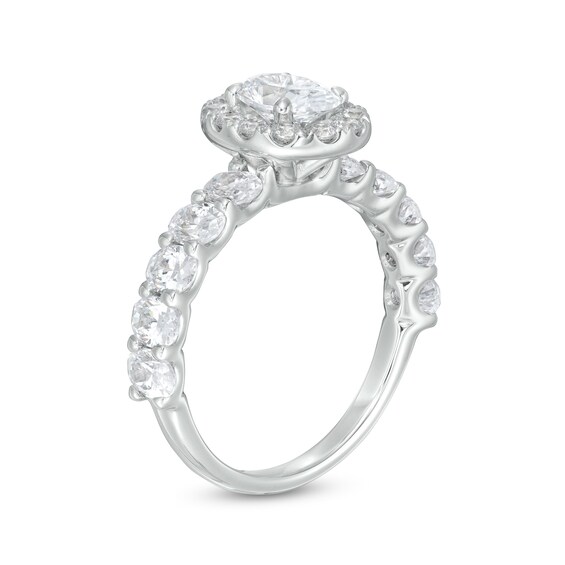 2 CT. T.w. Certified Oval Diamond Frame Engagement Ring in 14K White Gold (I/Si2)