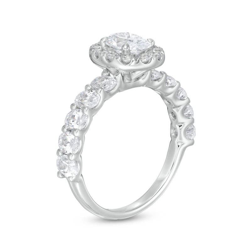 Main Image 3 of 2 CT. T.W. Certified Oval Diamond Frame Engagement Ring in 14K White Gold (I/SI2)
