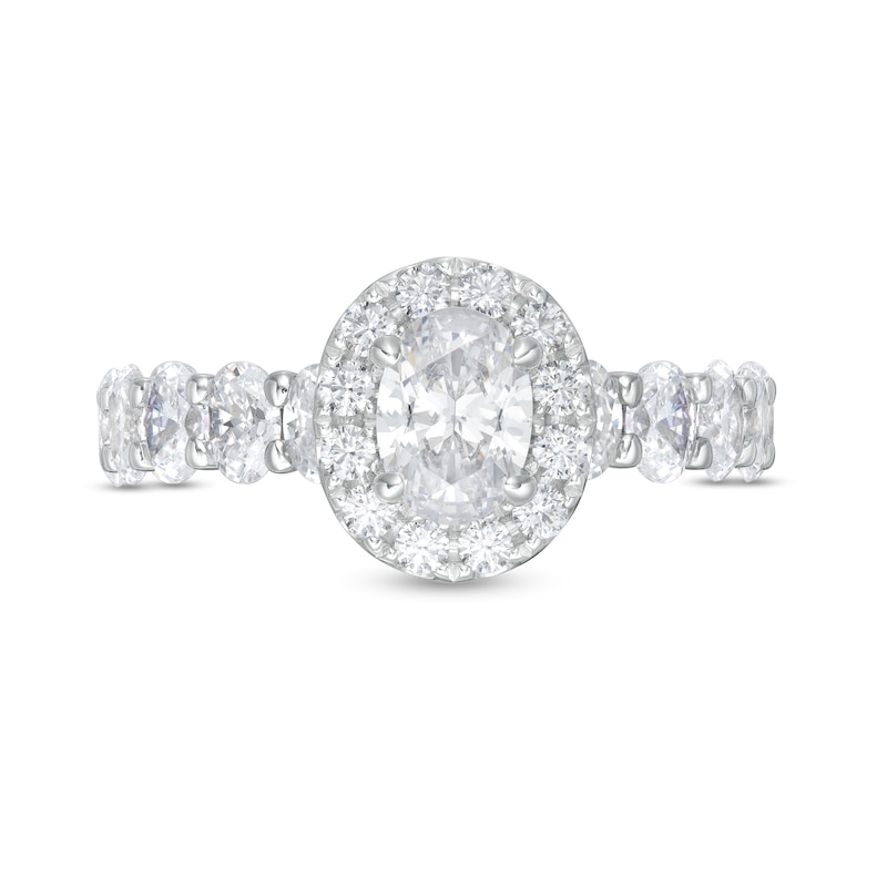 Main Image 4 of 2 CT. T.W. Certified Oval Diamond Frame Engagement Ring in 14K White Gold (I/SI2)