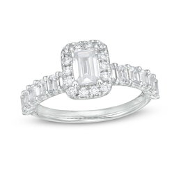 2 CT. T.W. Certified Emerald-Cut Diamond Frame Engagement Ring in 14K White Gold (I/SI2)
