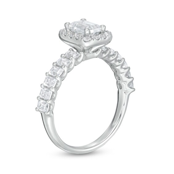 2 CT. T.w. Certified Emerald-Cut Diamond Frame Engagement Ring in 14K White Gold (I/Si2)
