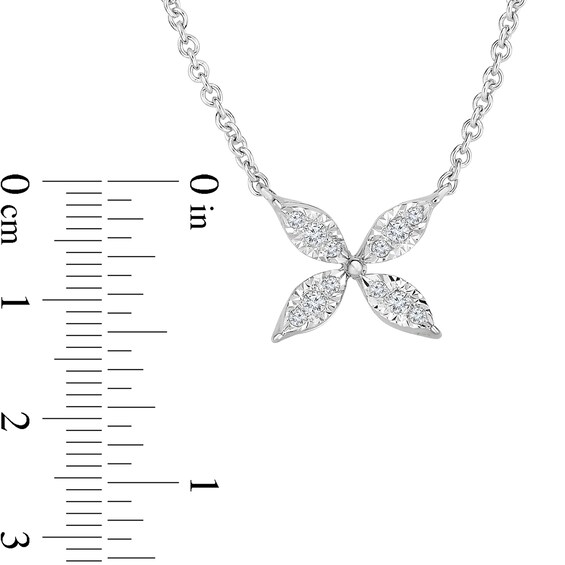 1/20 CT. T.w. Diamond Flower Necklace in 14K White Gold - 16"