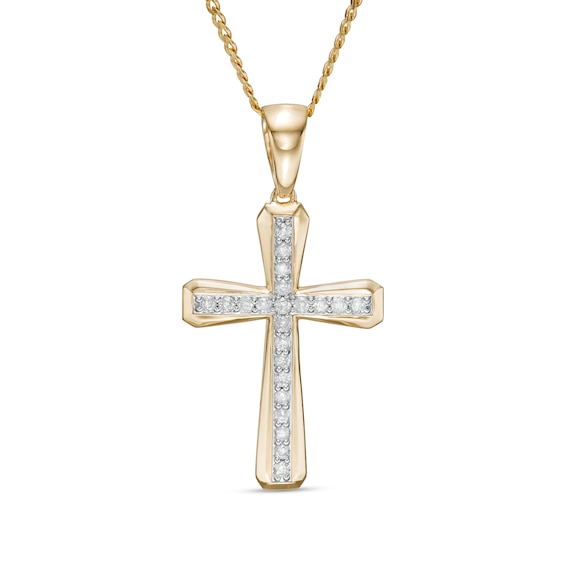 Men's 1/2 CT. T.w. Diamond Three-Dimensional Gothic-Style Cross Pendant in 10K Gold - 22"