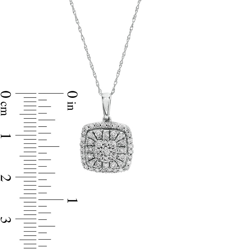 Main Image 3 of 1/2 CT. T.W. Cushion-Shaped Multi-Diamond Frame Pendant in 10K White Gold
