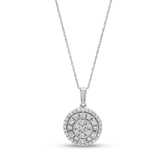 1/2 CT. T.w. Composite Diamond Double Frame Pendant in 10K White Gold