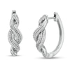 Thumbnail Image 1 of 1/5 CT. T.W. Diamond Double Row Twist Hoop Earrings in Sterling Silver