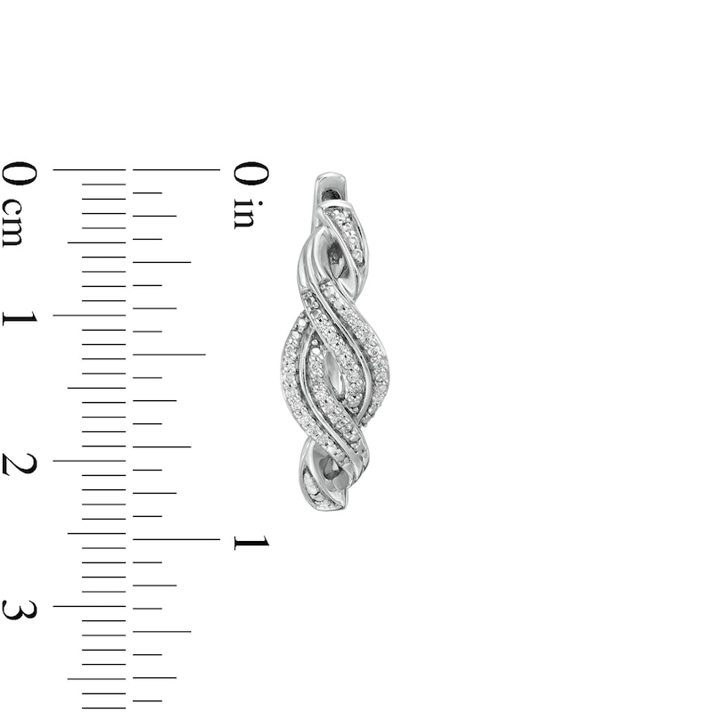 Main Image 3 of 1/5 CT. T.W. Diamond Double Row Twist Hoop Earrings in Sterling Silver