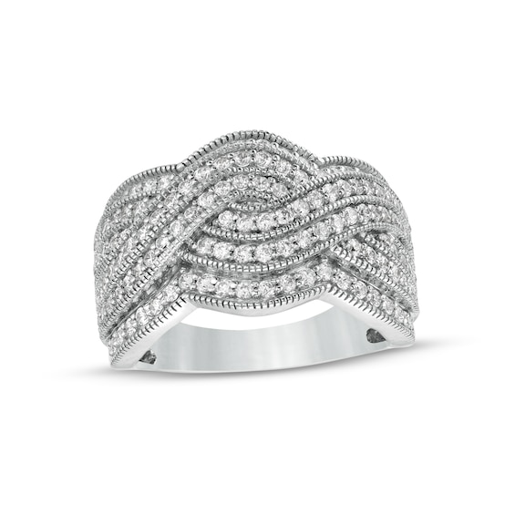 1 CT. T.w. Diamond Vintage-Style Multi-Row Ring in Sterling Silver