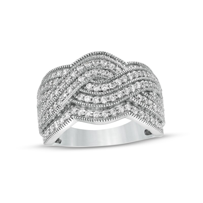 Main Image 1 of 1 CT. T.W. Diamond Vintage-Style Multi-Row Ring in Sterling Silver