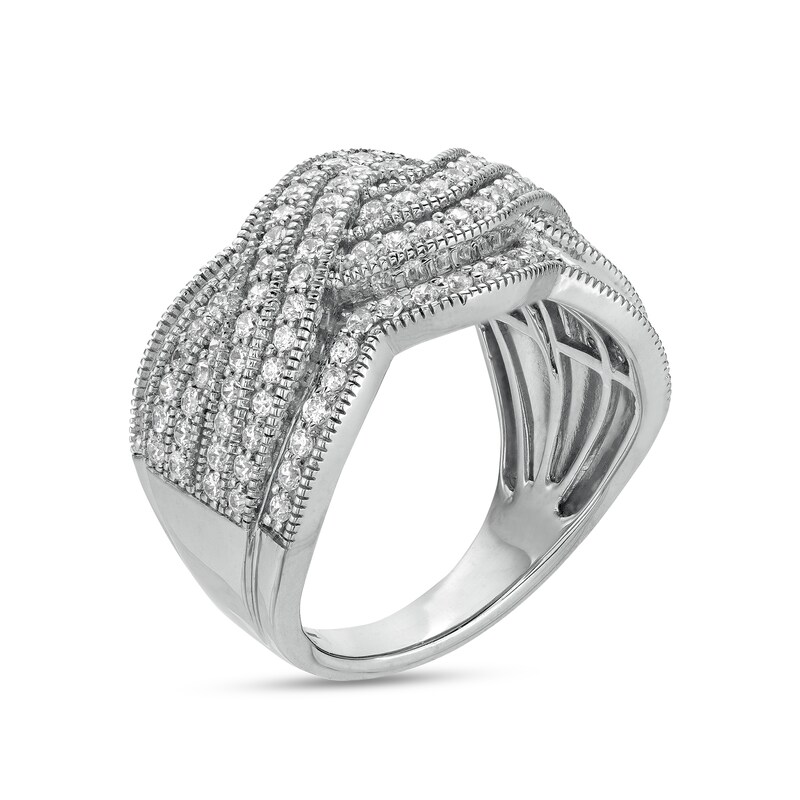 Main Image 3 of 1 CT. T.W. Diamond Vintage-Style Multi-Row Ring in Sterling Silver