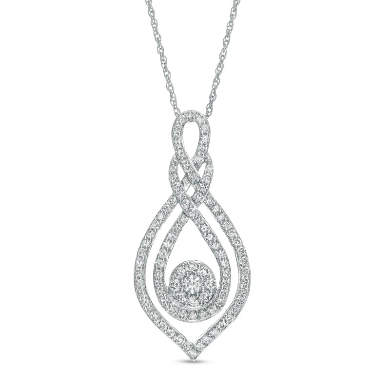Main Image 1 of 1 CT. T.W. Composite Diamond Double Loop Pendant in Sterling Silver