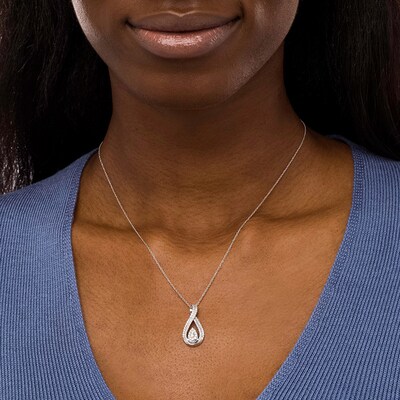 Sterling Silver Cubic Zirconia Pendant & Pear-shape Ceramic 1/2 inch wide Sterling Silver Cubic Zirconia Pendant & Pear-shape Ceramic 1/2 inch wide