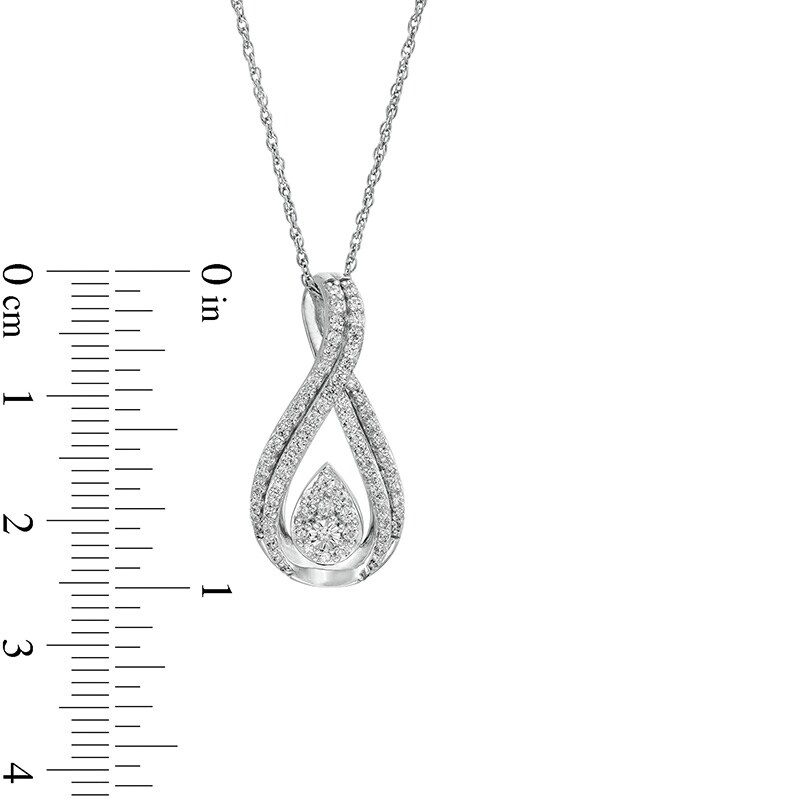 Main Image 3 of 1/2 CT. T.W. Pear-Shaped Multi-Diamond Double Row Pendant in 10K White Gold