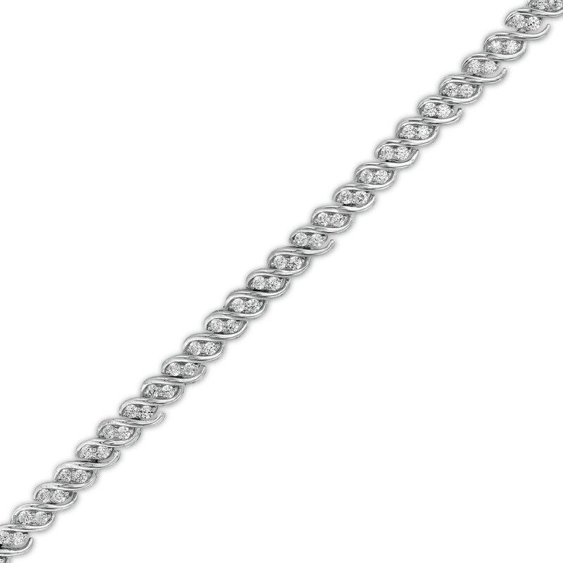 Main Image 1 of 1 CT. T.W. Diamond Twist Line Bracelet in 10K White Gold