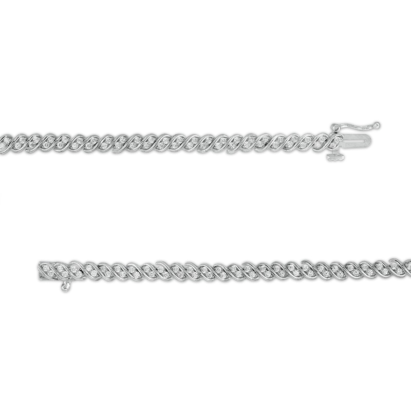 Main Image 3 of 1 CT. T.W. Diamond Twist Line Bracelet in 10K White Gold