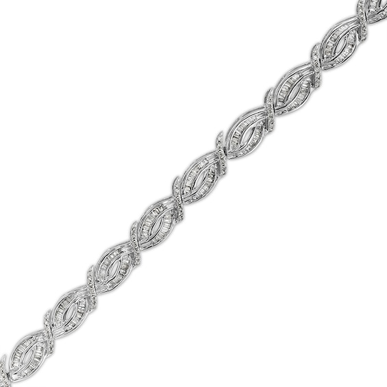2 CT. T.w. Diamond Scallop Edge Bracelet in 10K White Gold â 7.25"
