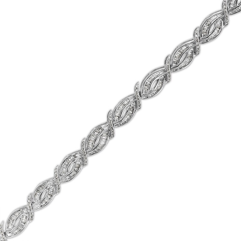 Main Image 1 of 2 CT. T.W. Diamond Scallop Edge Bracelet in 10K White Gold – 7.25"
