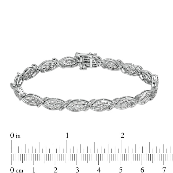 2 CT. T.w. Diamond Scallop Edge Bracelet in 10K White Gold â 7.25"