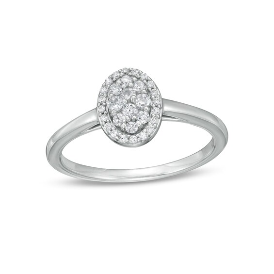 1/4 CT. T.w. Composite Oval Diamond Frame Ring in 10K White Gold