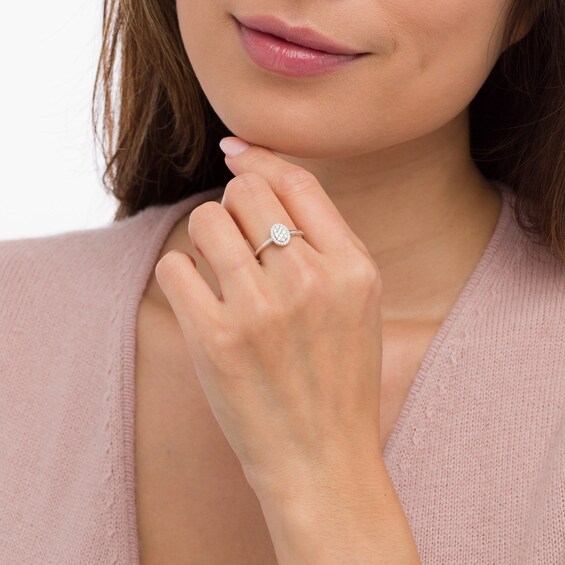 1/4 CT. T.w. Composite Oval Diamond Frame Ring in 10K White Gold