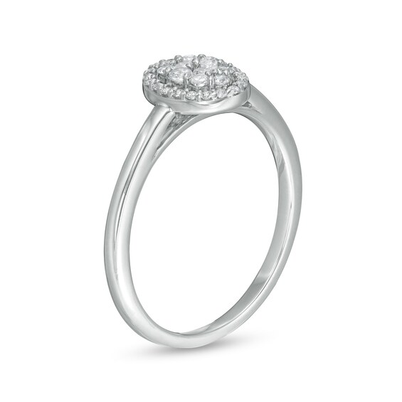 1/4 CT. T.w. Composite Oval Diamond Frame Ring in 10K White Gold