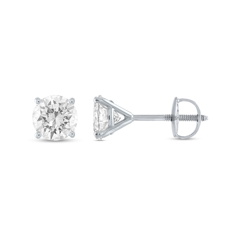 Main Image 2 of 1-1/4 CT. T.W. Diamond Solitaire Stud Earrings in 14K White Gold (J/I3)