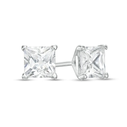 1-1/4 CT. T.W. Princess-Cut Diamond Solitaire Stud Earrings in 14K White Gold