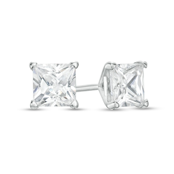 1-1/4 CT. T.w. Princess-Cut Diamond Solitaire Stud Earrings in 14K White Gold