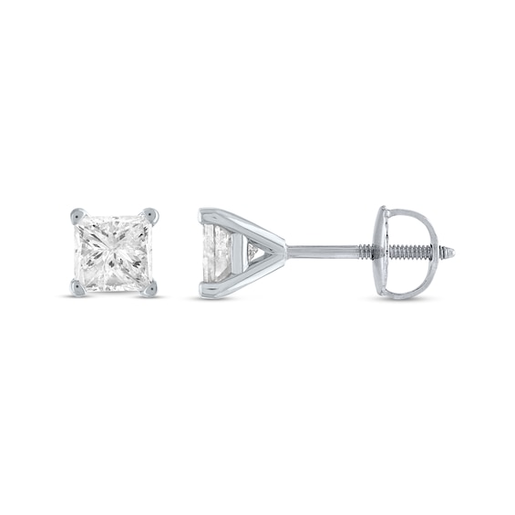 1-1/4 CT. T.w. Princess-Cut Diamond Solitaire Stud Earrings in 14K White Gold