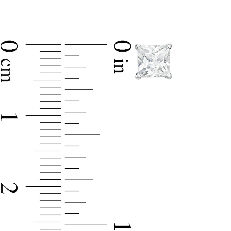 Main Image 3 of 1-1/4 CT. T.W. Princess-Cut Diamond Solitaire Stud Earrings in 14K White Gold