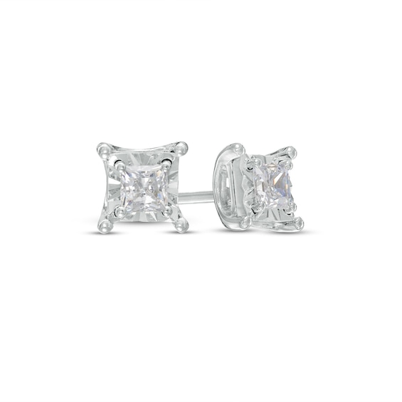 1/5 CT. T.w. Princess-Cut Diamond Solitaire Stud Earrings in Sterling Silver (J/I3)