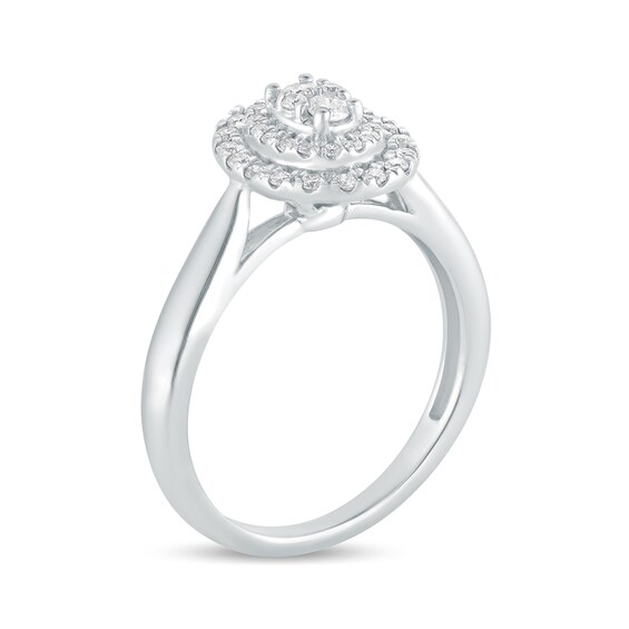 1/3 CT. T.w. Composite Oval Diamond Double Frame Engagement Ring in 10K White Gold