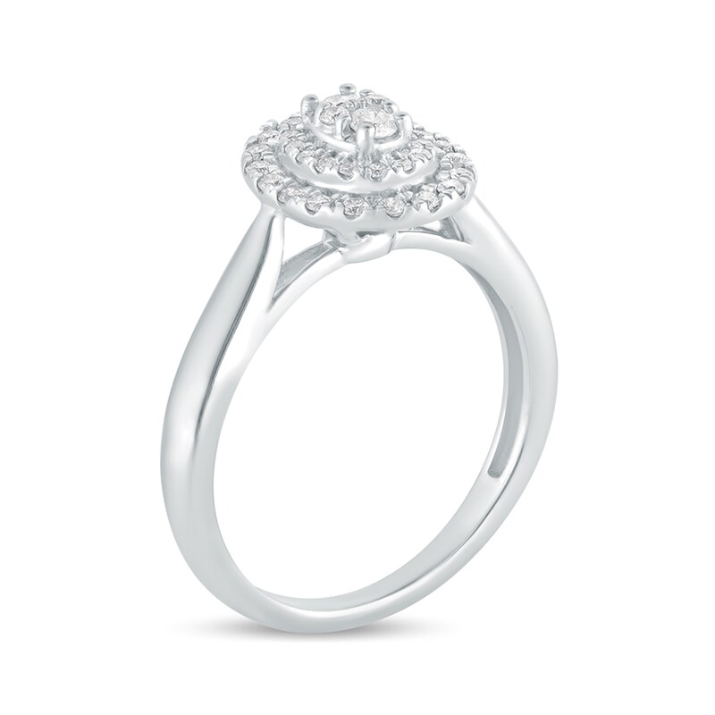 Main Image 2 of 1/3 CT. T.W. Composite Oval Diamond Double Frame Engagement Ring in 10K White Gold