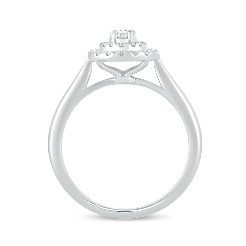 Main Image 3 of 1/3 CT. T.W. Composite Oval Diamond Double Frame Engagement Ring in 10K White Gold