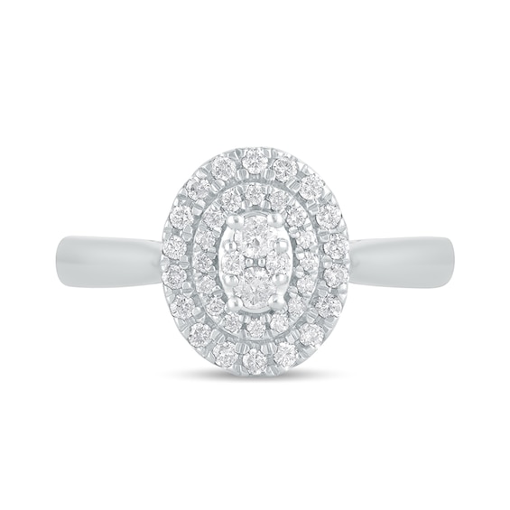1/3 CT. T.w. Composite Oval Diamond Double Frame Engagement Ring in 10K White Gold