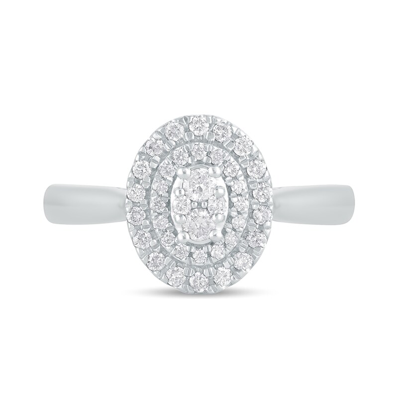 Main Image 4 of 1/3 CT. T.W. Composite Oval Diamond Double Frame Engagement Ring in 10K White Gold