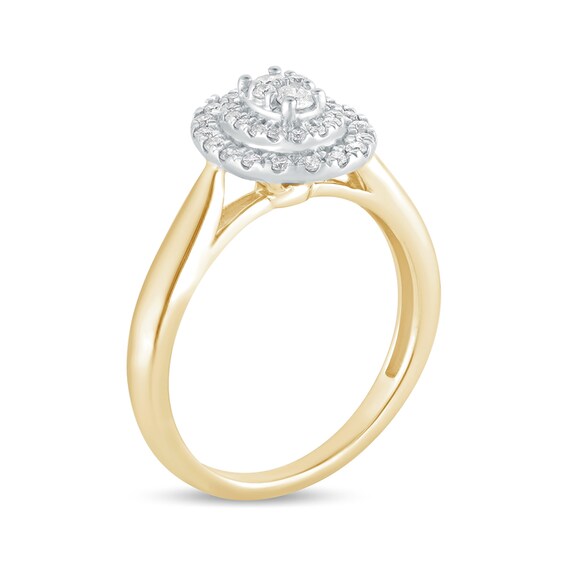 1/3 CT. T.w. Composite Oval Diamond Double Frame Engagement Ring in 10K Gold