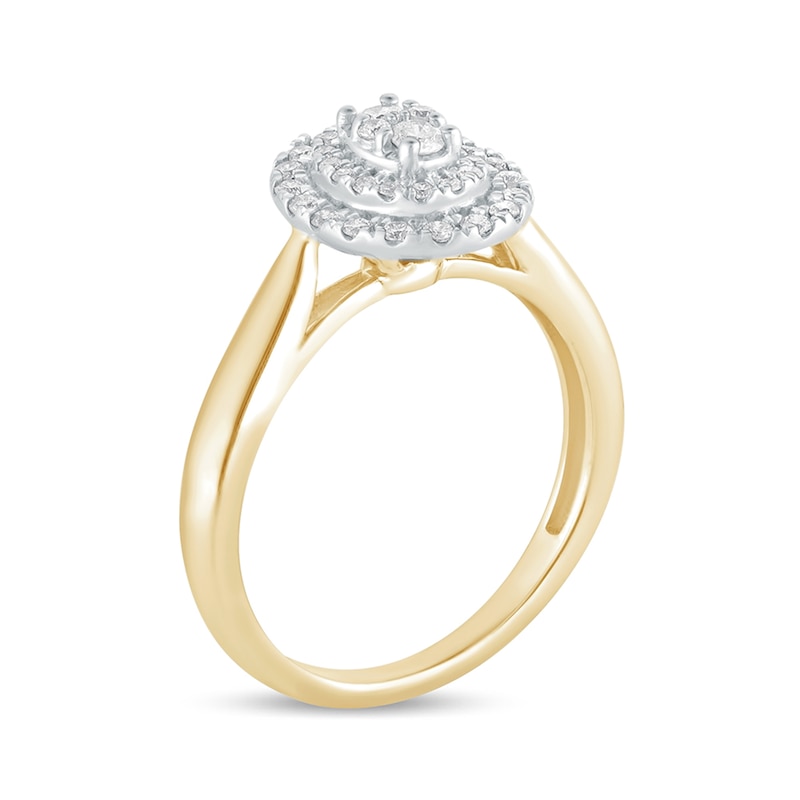 Main Image 2 of 1/3 CT. T.W. Composite Oval Diamond Double Frame Engagement Ring in 10K Gold