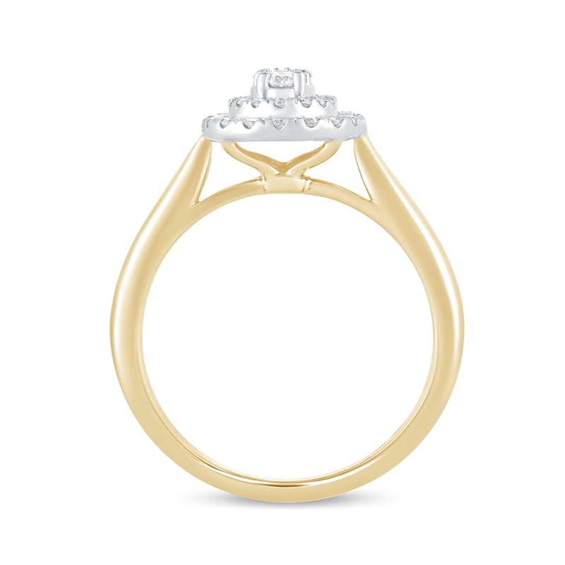 Main Image 3 of 1/3 CT. T.W. Composite Oval Diamond Double Frame Engagement Ring in 10K Gold
