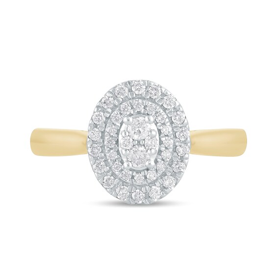 1/3 CT. T.w. Composite Oval Diamond Double Frame Engagement Ring in 10K Gold
