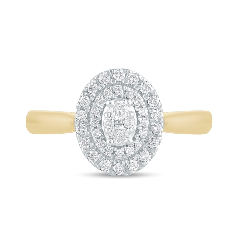 Main Image 4 of 1/3 CT. T.W. Composite Oval Diamond Double Frame Engagement Ring in 10K Gold