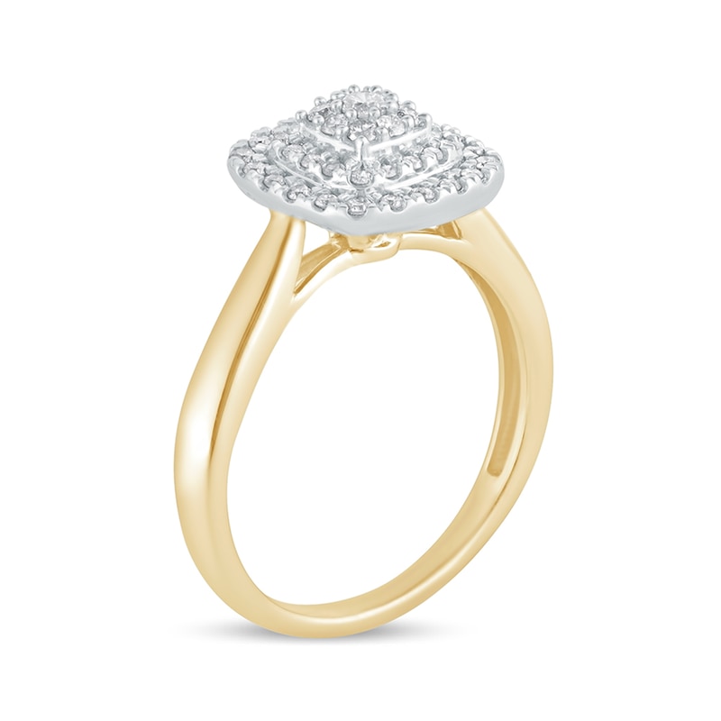 Main Image 2 of 1/3 CT. T.W. Composite Cushion-Shaped Diamond Double Frame Engagement Ring in 10K Gold
