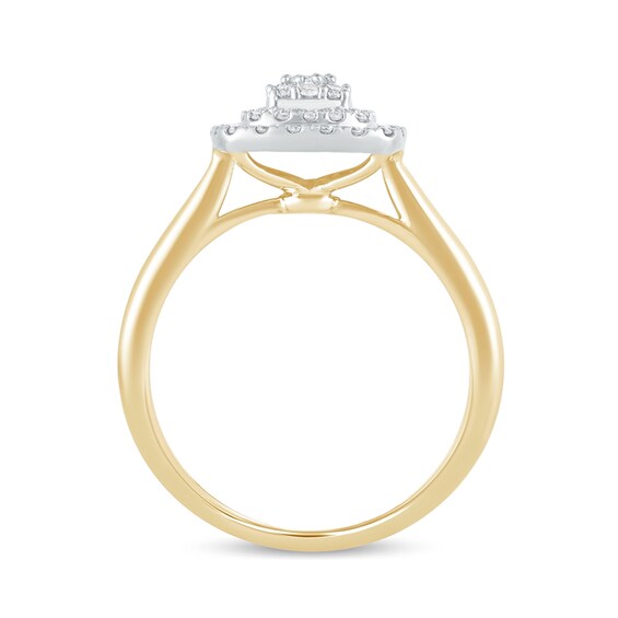1/3 CT. T.w. Composite Cushion-Shaped Diamond Double Frame Engagement Ring in 10K Gold
