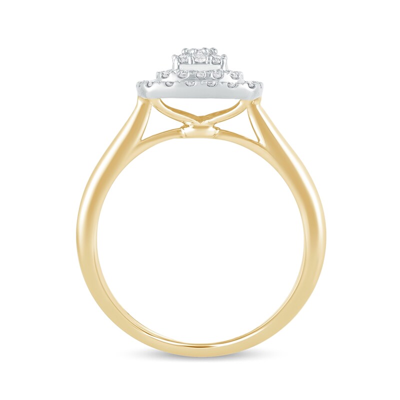 Main Image 3 of 1/3 CT. T.W. Composite Cushion-Shaped Diamond Double Frame Engagement Ring in 10K Gold